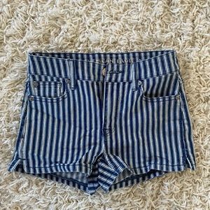 American Eagle Stripped Blue and White Shorts  -size 0